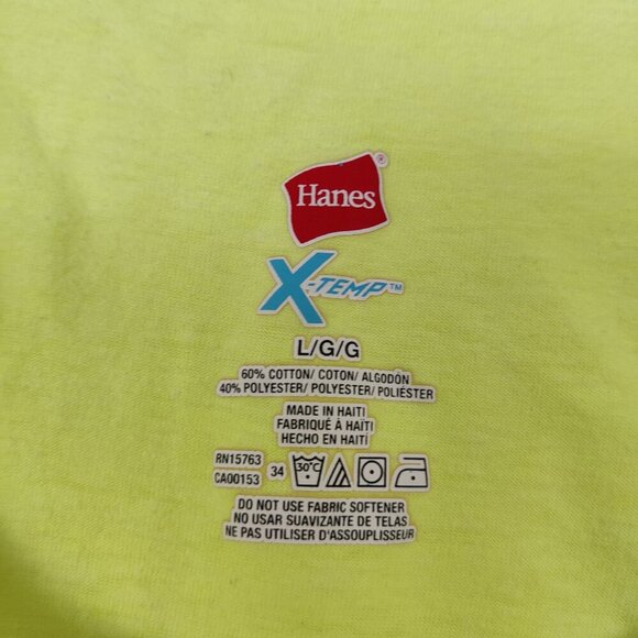 Hanes Women's Neon Yellow T-shirt Size Large Casual Cotton Blend - Picture 3 of 7